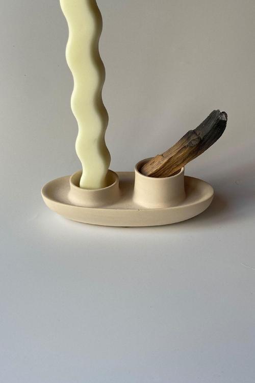 Palo Santo Tütsülük Mumluk Şamdan Bej