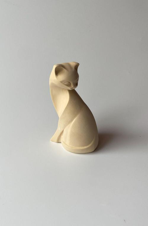 Dekoratif Kedi Obje Büst Bej