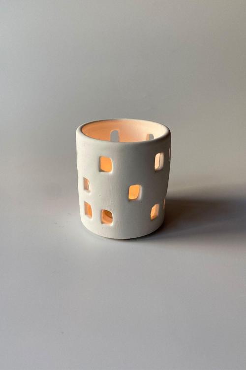 Gözenekli Tealight Mumluk Beyaz