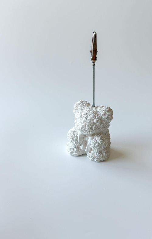 Mini Rose Bear Notluk Gri, Not Tutacağı Beyaz
