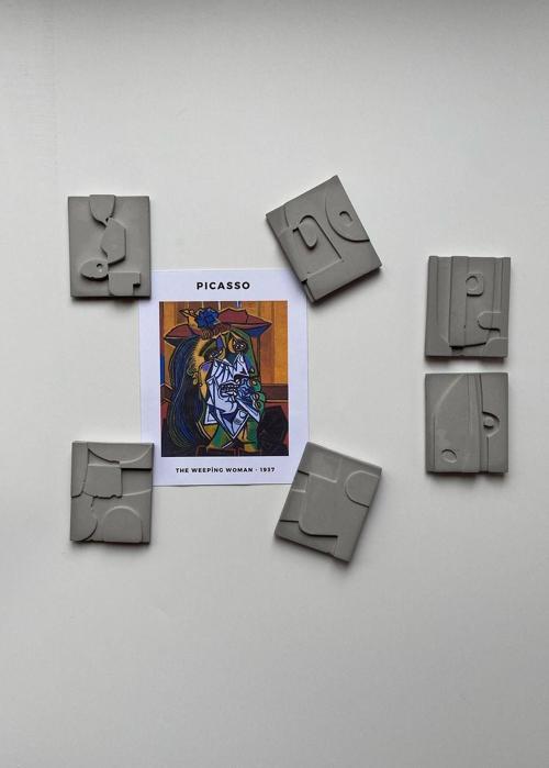 6'Lı Picasso Buzdolabı Magneti Gri