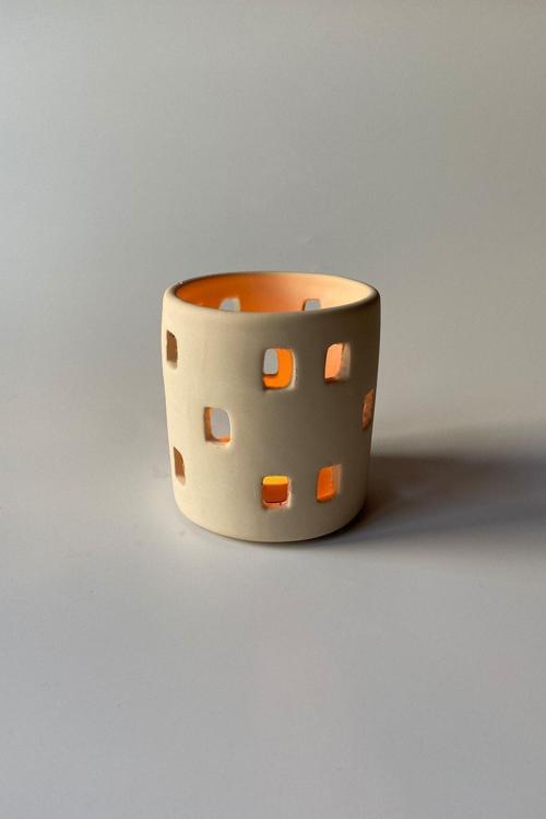 Gözenekli Tealight Mumluk Bej