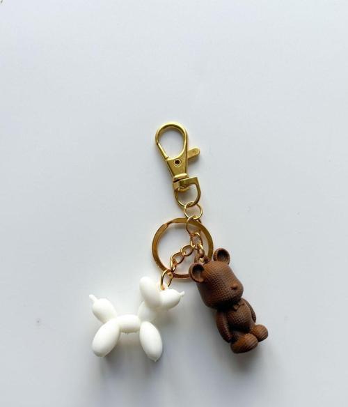 Balloon Dog-Bearbrick Gold Zincir Anahtarlık, Çanta Süsü