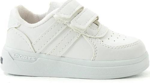 Günlük Unisex Çocuk Şeritli Işıklı Beyaz Sneaker Cırtlı Hafif Rahat Spor Ayakkabı 
