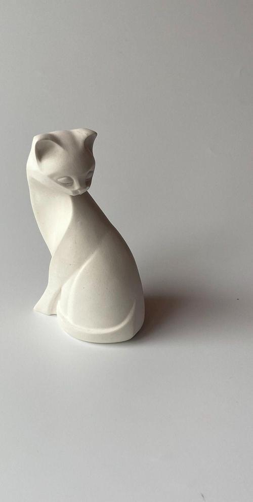 Dekoratif Kedi Obje Büst Beyaz
