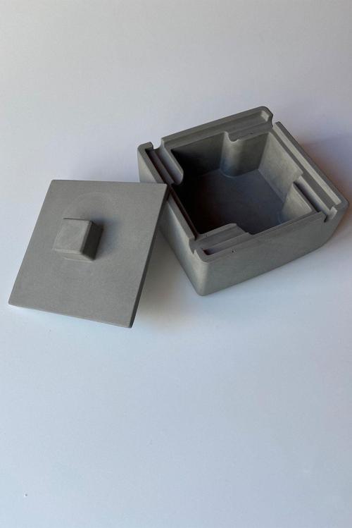 Square Kapaklı Kül Tablası Gri
