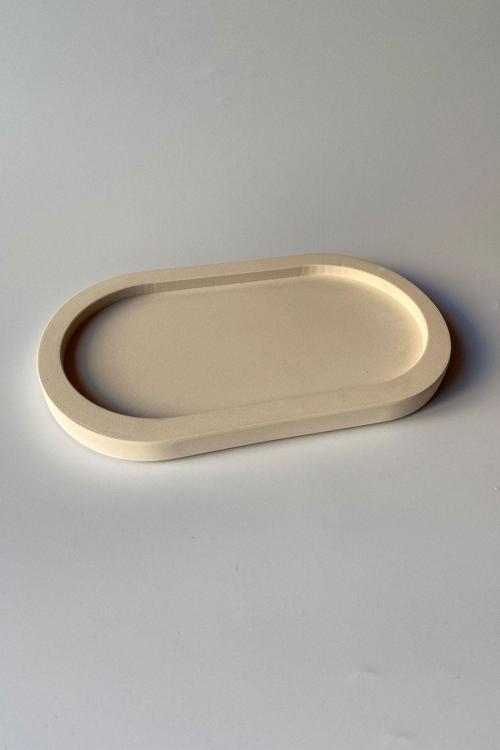 Oval Tabak Beton Bej