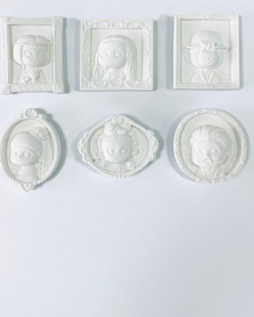 6'Lı Ünlü Sanat Figürleri Buzdolabı Magneti Beyaz