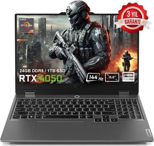 LOQ 15ARP9 83JC00FHTRv2 AMD Ryzen 7-7435HS 24GB DDR5 1TB SSD RTX4050 6GB 15.6 inç 144Hz Full HD FreeDos Gaming Laptop