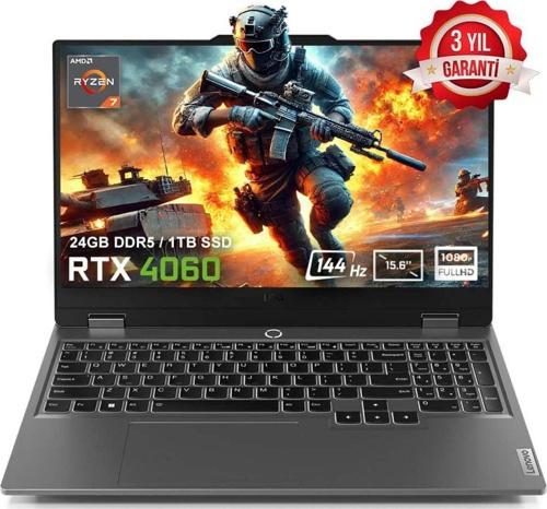 LOQ 15ARP9 83JC00FKTRv1 AMD Ryzen 7-7435HS 24GB DDR5 1TB SSD RTX4060 8GB 15.6 inç 144Hz Full HD FreeDos Gaming Laptop