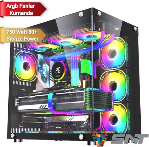 UFO II 750 Watt 80+ Bronze Power Midi Tower Atx Gaming Akvaryum 7 x Argb Fanlar ve Uzaktan Kumanda Kontroller  Dahil