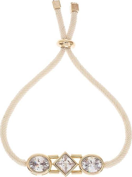 Kadın Üç Taşlı Krem Renk İpli Zarif Bileklik