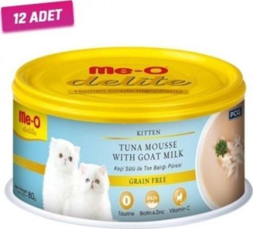 12 Adet - Meo Delite Tahılsız Keçi Sütlü Ve Ton Balıklı Yavru Kedi Konservesi 80 Gr