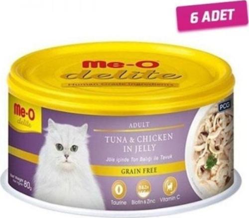 6 Adet - Meo Delite Tahılsız Jöle Içinde Ton Balıklı Ve Tavuklu Yetişkin Kedi Konservesi 80 Gr