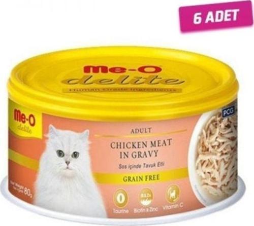 6 Adet - Meo Delite Tahılsız Sos Içinde Tavuk Etli Yetişkin Kedi Konservesi 80 Gr