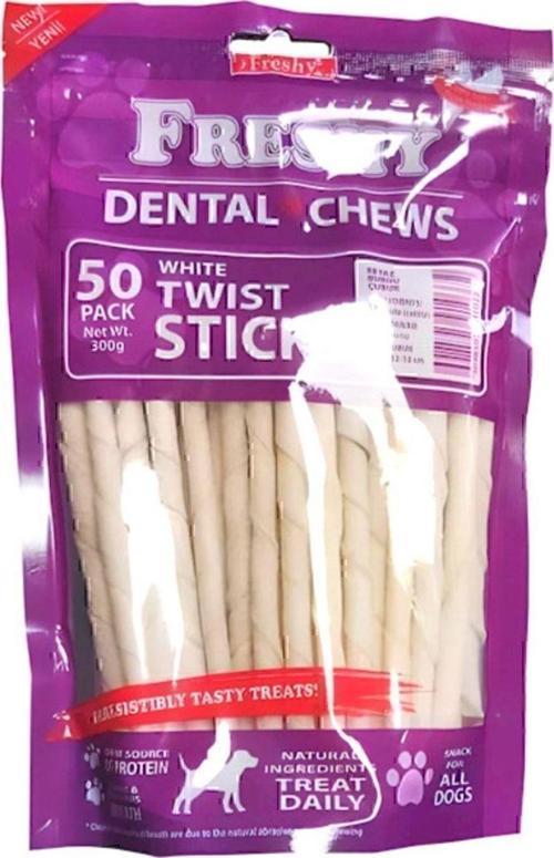 Dental Chews White Twist Sticks Dog Treat Diş Sağlığı Için Beyaz Burgu Çubuk Kemik 50 Adet 300 Gr