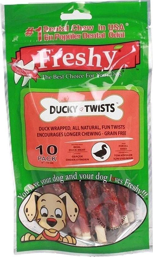 Ducky Twists - Ördek Kaplı Sütlü Burgu Köpek Ödülü 90 Gr - 10 Çubuk