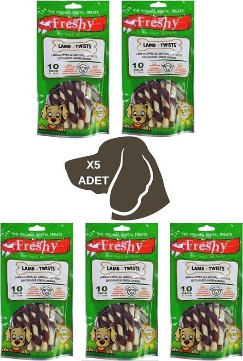 Lamb Twists - Kuzu Kaplı Sütlü Burgu Köpek Ödülü 90 Gr-10 Çubuk 5li Paket