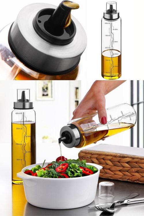 Büro Ev Ofis Mutfağı için 500ML Borosilikat Cam Sızdırmaz Sirkelik Lionluk Sosluk Yağdanlık