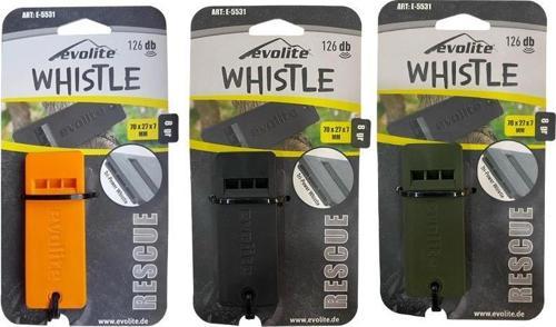 3 ürün Evolite Rescue E-5531 126 Db Deprem Düdüğü Haki Yeşil+Siyah+Turuncu