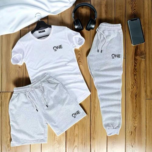 One Baskılı Gri Unisex Yazlık Eşofman Kombini