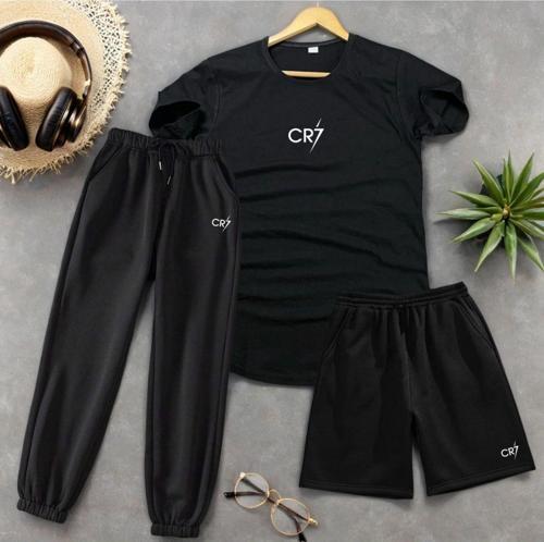 CR7 Baskılı Siyah Unisex Yazlık Eşofman Kombin Takım