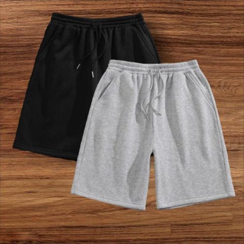 2 li Unisex  Düz Renkli Penye Şort