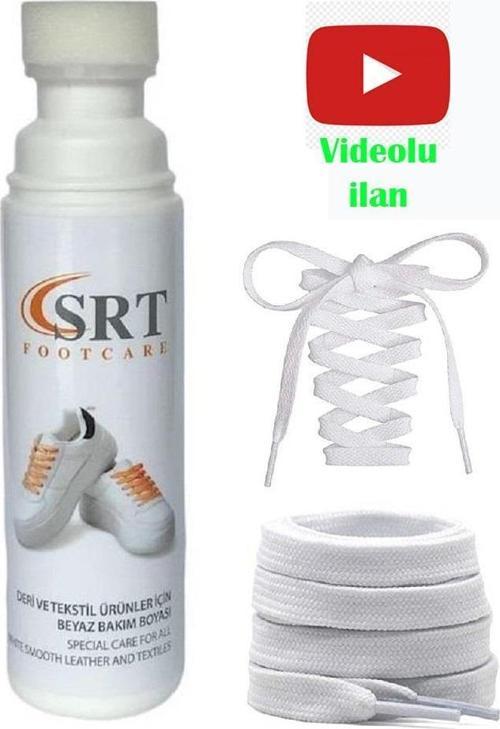 Spor Beyaz Deri Ve Kumaş Ayakkabı Bakım Boyası 75 Ml 1 Adet + 2 Çift K103-K111 Spor Beyaz Bağcık