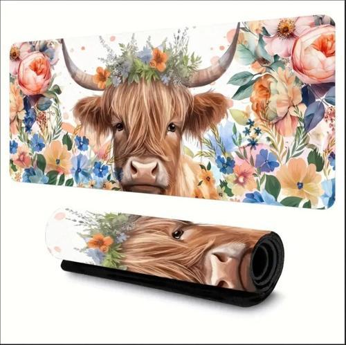 70X30 CM ÇİÇEKLİ İNEK TEMALI KAYDIRMAZ TABAN SPEED YÜZEY OYUNCU MOUSE PAD GAMİNG