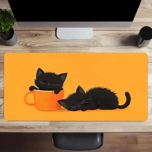 70X30 CM KUPA İÇİNDE YARAMAZ KEDİ TEMALI KAYDIRMAZ TABAN SPEED YÜZEY OYUNCU MOUSE PAD GAMİNG
