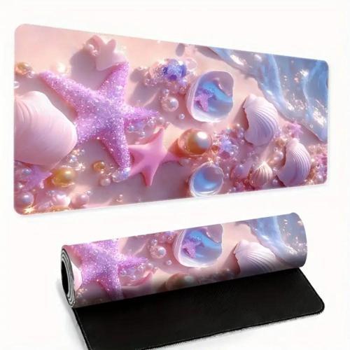 70X30 CM PEMBE DENİZ KABUĞU TEMALI KAYDIRMAZ TABAN SPEED YÜZEY OYUNCU MOUSE PAD GAMİNG