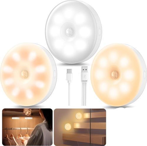 L2026 16 LED 3 RENKLİ ŞARJLI VE PİLLİ HAREKET SENSÖRLÜ TYPE-C GİRİŞLİ LED IŞIK LAMBA