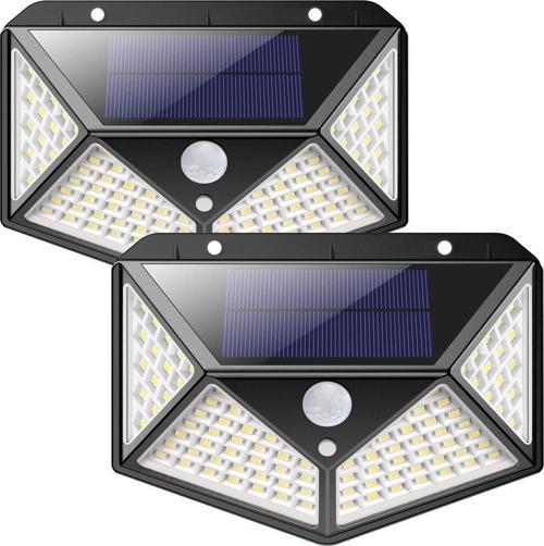 2 Lİ PAKET Siyah Solar Güneş Enerjili Hareket Sensörlü 4 Taraflı Bahçe Garaj Ev Aydınlatma Lambası