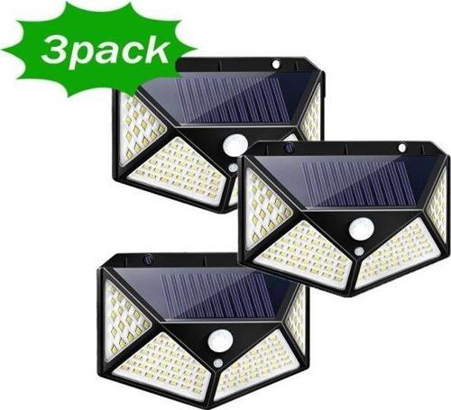 3 LÜ PAKET Siyah Solar Güneş Enerjili Hareket Sensörlü 4 Taraflı Bahçe Garaj Ev Aydınlatma Lambası