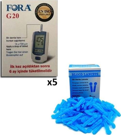 5 Kutu (250 Adet) G20 Kan Şekeri Ölçüm Çubuğu + 1 Kutu (100 Adet) Lanset