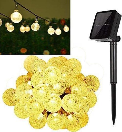 Güneş Enerjili 7 Metre 50 Led SARI Bahçe Yılbaşı Parti Balkon Süsü Aydınlatma Lambası