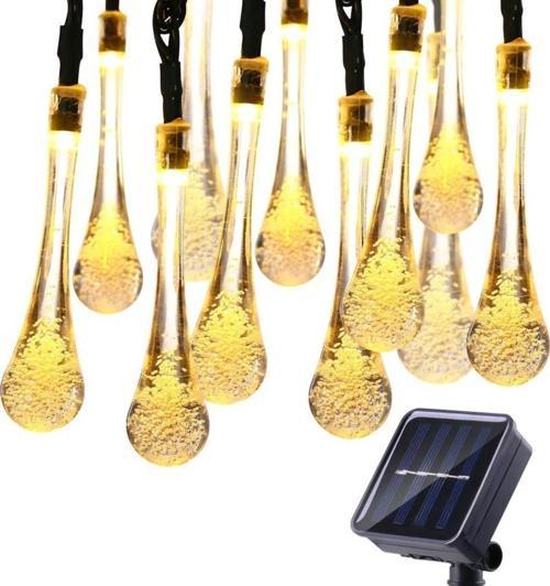 GÜNEŞ ENERJİLİ SU DAMLASIİ  49 LED SARI RENKLİ SOLAR BAHÇE AYDINLATMASI LED LAMBA