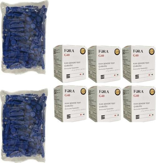 G40 6 Kutu (50X6=300) Kan Şeker Ölçüm Stripi (ÇUBUĞU) 200 Lanset Iğne