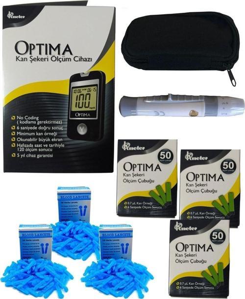 Kan Şeker Ölçüm Çubuğu + Delme Kalemi + Taşıma Çantası + 3 Kutu Lanset + 3 Kutu Ölçüm Çubuğu