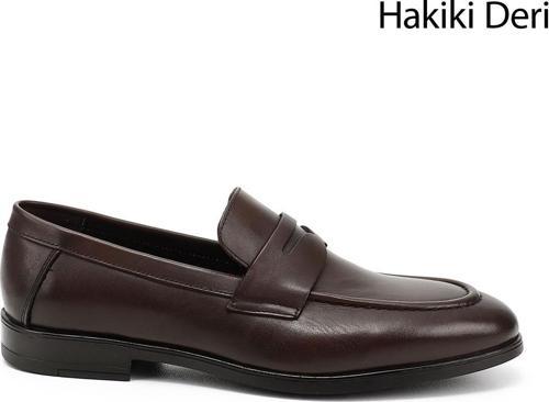 Erkek Kahverengi Hakiki Deri Loafer Ayakkabı