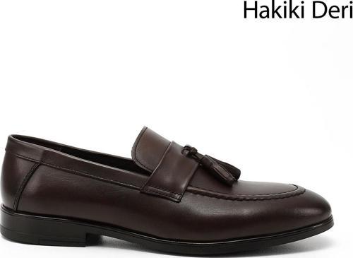 Erkek Kahverengi Püsküllü Hakiki Deri Loafer Ayakkabı