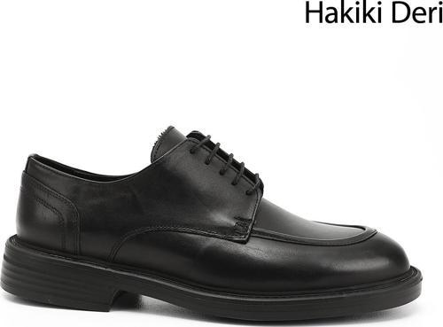 Erkek Siyah Bağcıklı Hakiki Deri Klasik Ayakkabı