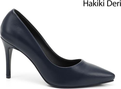 Kadın Lacivert Sivri Burun İnce Topuklu Hakiki Deri Stiletto
