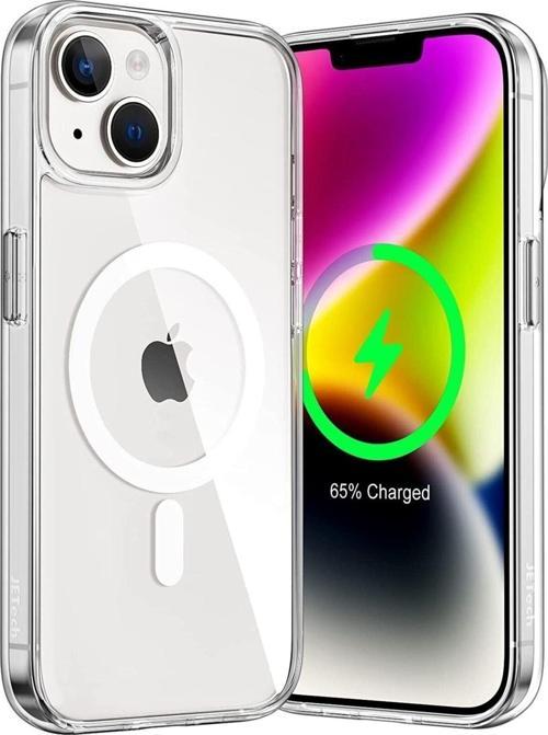 Iphone 14 Uyumlu Kılıf Magsafe Wireless Kablosuz Şarj Destekli Sararmaz Şeffaf Darbe Emici Kapak