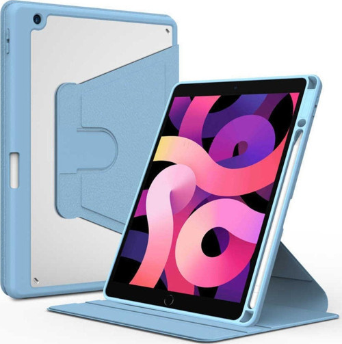 Apple Ipad 10.2 8. Ve 9. Nesil 2020/2021 Kılıf Kalemlikli 360 Dönebilen Standlı Şeffaf Tablet Kılıfı