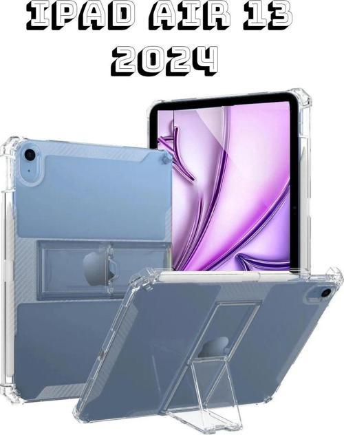Ipad Air 13 M2 Çip 2024 Uyumlu Kılıf Kalem Bölmeli Standlı Şeffaf Silikon Case A2898 A2899