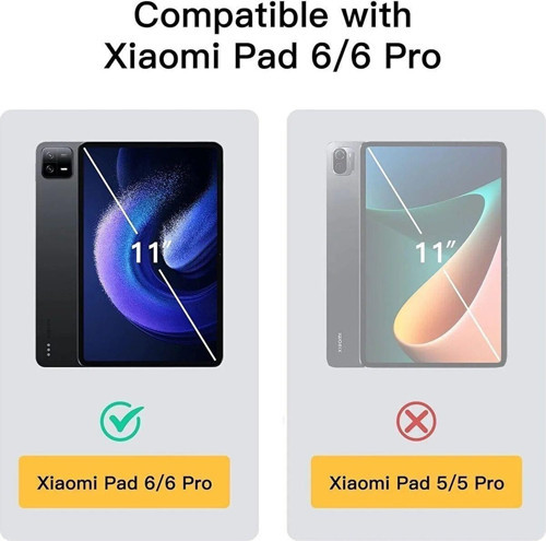 Xiaomi Pad 6 11 Inç 2023 Uyumlu Flip Smart Standlı Uyku Modlu Tablet Kılıfı + Ekran Koruyucu + Kalem