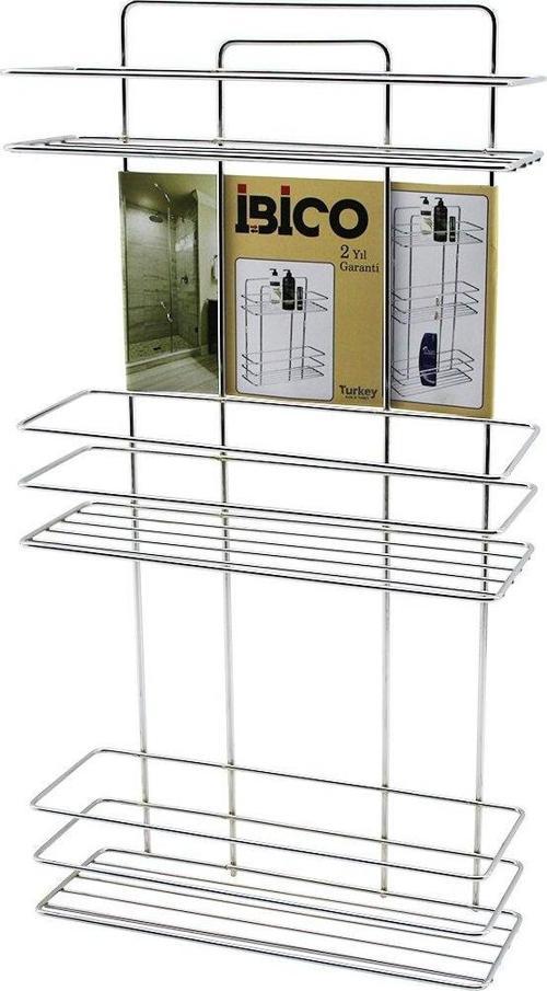 3 KATLI - DİKDÖRTGEN   KROM   METAL  BANYO KÖŞELİK - DUŞKABİN RAF - ŞAMPUANLIK (2818)