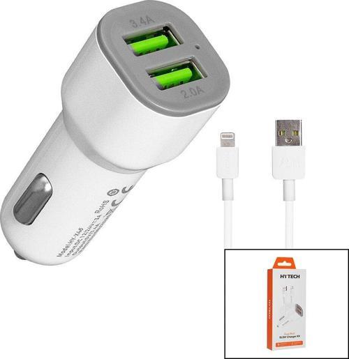 İPHONE - KABLOLU  OTO - ARAÇ ÇAKMAKLIK ŞARJ BAŞLIK SET  3.1A - 155W - 1MT KABLO  HY-X44 (2818)