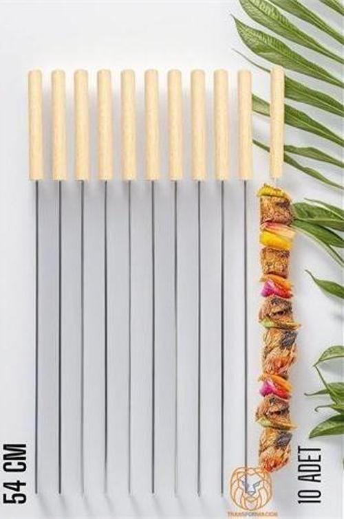 Şiş Çubuğu Mangal Şişi Ahşap Saplı Kebap Şişi   10 Adet Ahşap Saplı